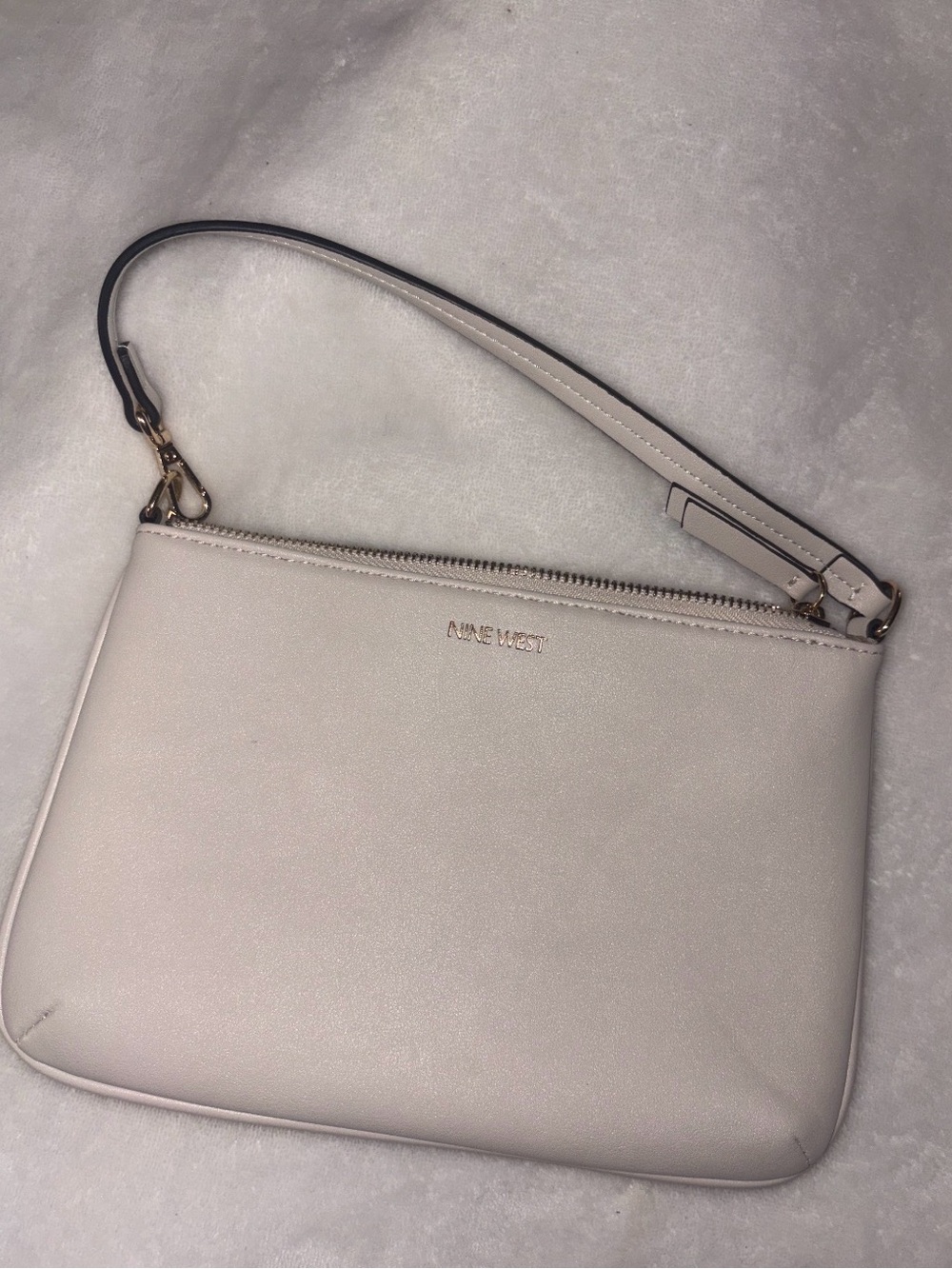 Nine West Cream Leather Wristlet Bag